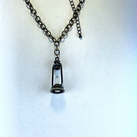 Handmade Bronze Camp Lantern Working Hourglass 18”Necklace Outdoor Camping Boho - Picture 1 of 6